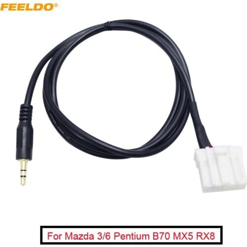 FEELDO 5Pcs Car 3.5mm AUX Audio Cable For Mazda 3/6 Pentium B70 MX5 RX8 Male Interface Cable Adapter Wiring #FD-1623
