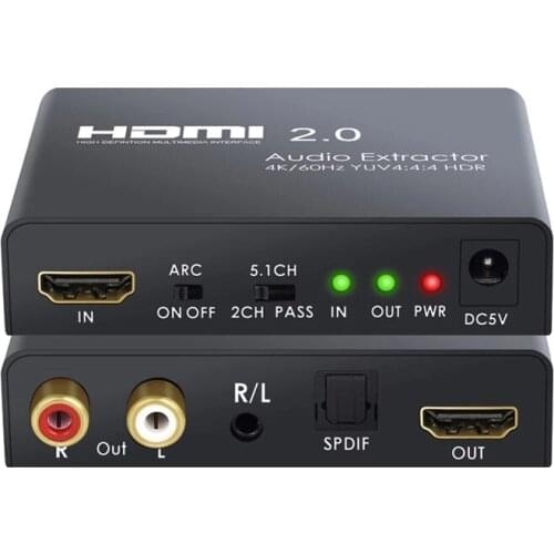 HDMI-compatible 2.0 Audio Extractor Support 4k 60hz Yuv 4:4:4 Hdr Hd Converter Adapter Hdr Hd To Optical Toslink Spdif Audio