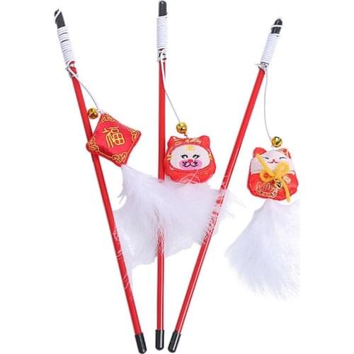Dorakitten 3Pcs Cat Play Wands Toys Interactive Cat Wand Toys Cat Stick Toys Wand Teaser Cat Toy Pet Supplies