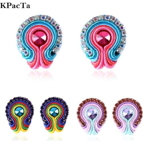 KPacTa Handmade Soutache D Earring Ethnic Style Jewelry Female Crystal Decoration Earring Banquet Accessories boucle d'oreille