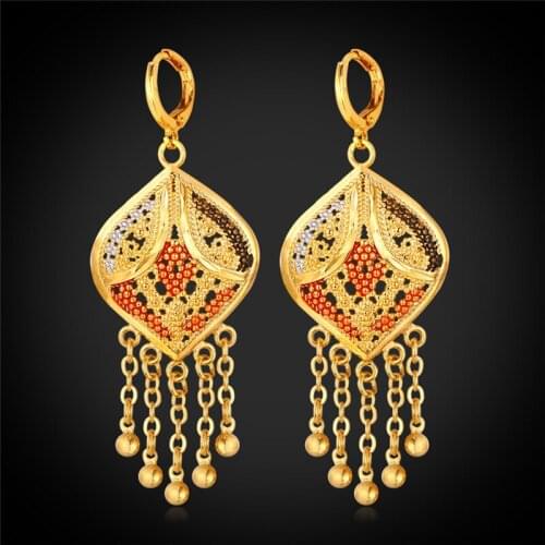 Kpop Tassel Pendant Earring yellow Gold Color Fashion Jewelry Party Long Kite-Type For Women Accessories Vintage Hollow 5 E202