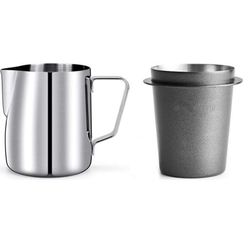 New Dosing Cup Coffee Sniffing Mug Powder Feeder With 350Ml Milk Pitcher, Espresso Pitcher Latte Frothing Pitcher