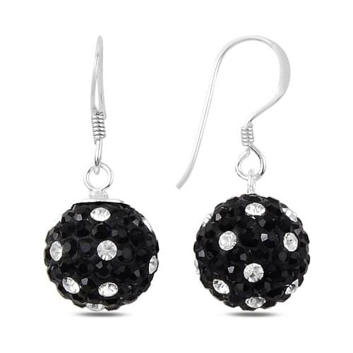 KUTAYDAN Zircon Cubic Zirconia Dangle Ball Earrings 925 Sterling Silver