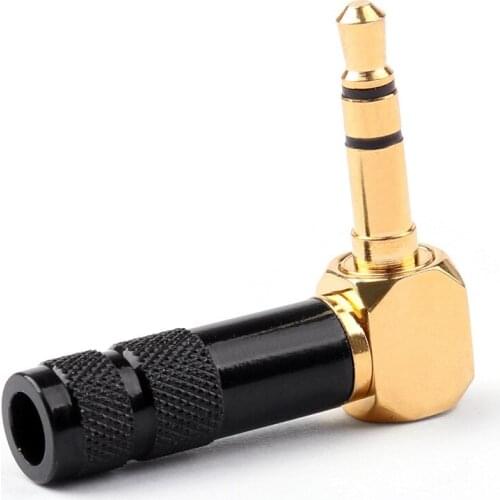 Areyourshop 3.5mm 3 Pole TRS Mini Audio Male Plug Right Angle 90 Degree Connector Silver Black 1/4PCS New Arrival Connector