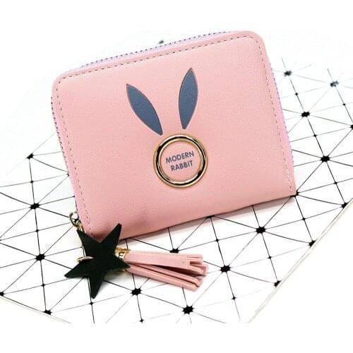 Mini wallet women short tassel zipper purses Girls clutch wallets Ladies coins purse cards holder Carteira Female cute billetera