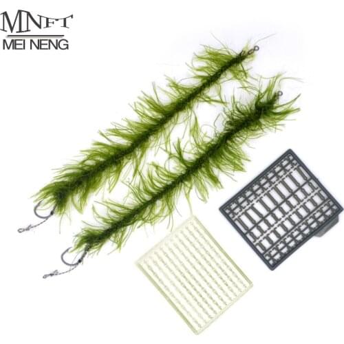MNFT 2Set 2# 4# 6# 8# Simulation Sea Grass Line Carbon Steel Fishing Hook Hair Boilie Stops Carp Fishing Tackle Accessory