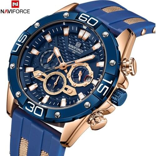2021NAVIFORCE Me Watch Waterproof Military Quartz Wristwatch Sport Chronograph Waterproof Watches Silicone Strap Watches for Men