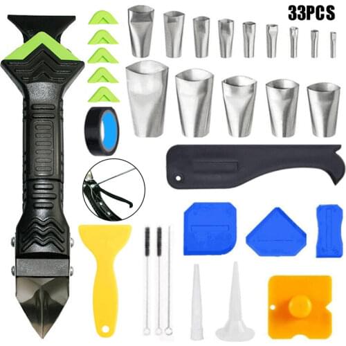 31Pcs 5 in 1 Silicone Caulking Finishing Tool Kit Caulk Nozzle Kit set Applicator Finisher Kit Caulk Scraper Great Tool