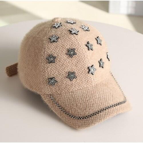 New Design Autumn Winter Wool Plush Woman Youth Popular Five-Pointed Star Outing Casual Street Trend Fashion Skull Baseball Cap