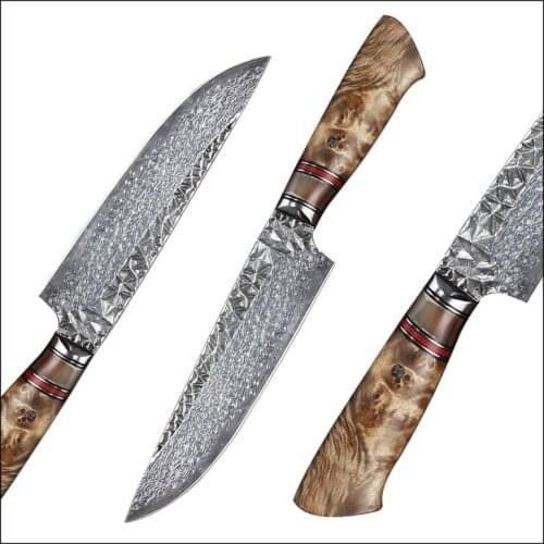 FANGZUO 7 Inch VG10 Damascus steel Chef Knife White shadow wood Gyuto Knife Stainless Steel Kitchen Knives Cooking Tools