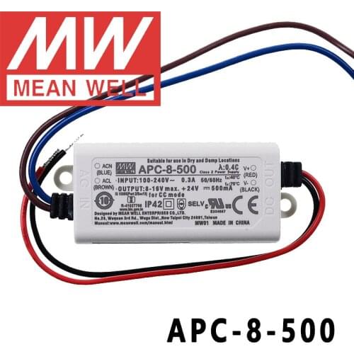 Original Mean Well APC-8-500 meanwell Plastic Case 500mA Constant current 8W Single Output LED Switching Power Supply