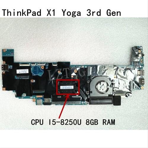 Original laptop Lenovo ThinkPad X1 Yoga 3rd Gen motherboard i5-8250U 8G 01YN200
