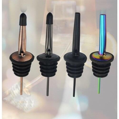 1Pcs Pourer Bartender Wine Spout Pour Wine Oil Bottle Stopper Stainless Steel Deflector For Bar Colorful Bartending Set