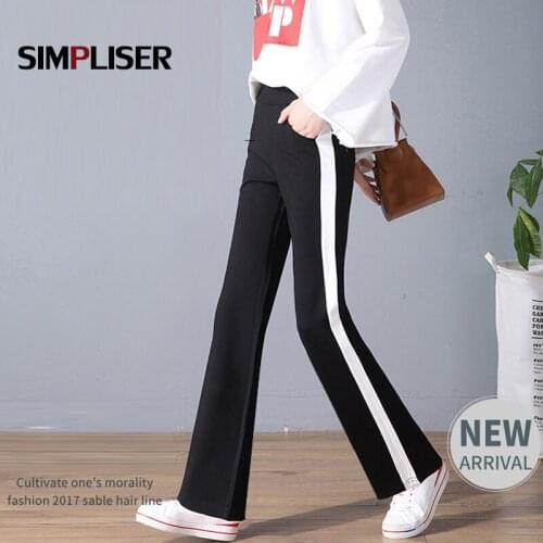 Leisure Women Sweatpants Striped Elastic Waist Flared Pants Female Casual Trousers Plus Size 4XL 2019 Autumn Winter Loose Pants