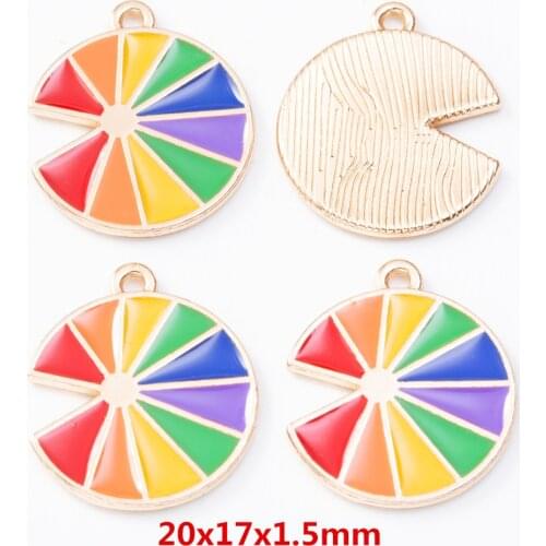 Mix 8 pcs zinc alloy rainbow drop oil pendant pendant DIY fashion bracelet jewelry accessory 7988