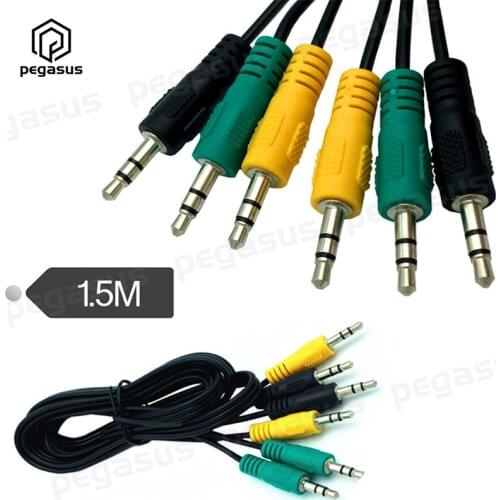 3-in-1 Stereo Cable 3*3.5mm Earphone Male Car AUX Mobile Phone Box Audio Connection Line 1.5 Meters