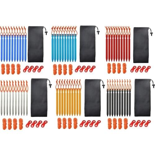 Heavy Duty 18cm Ground Stakes Camping Tent Canopy Awning Pegs Stakes with 13ft Tent Rope & Adjuster for Outdoor Camping Hiking