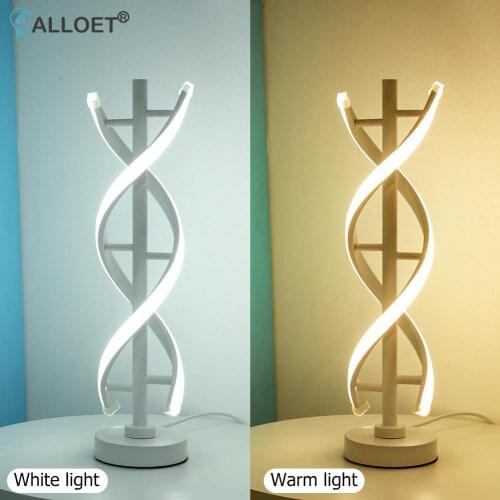 12W LED Spiral Table Lamp Modern Minimalist Design Night Light Curved Strip Acrylic Lighting Living Room Bedroom Decoration