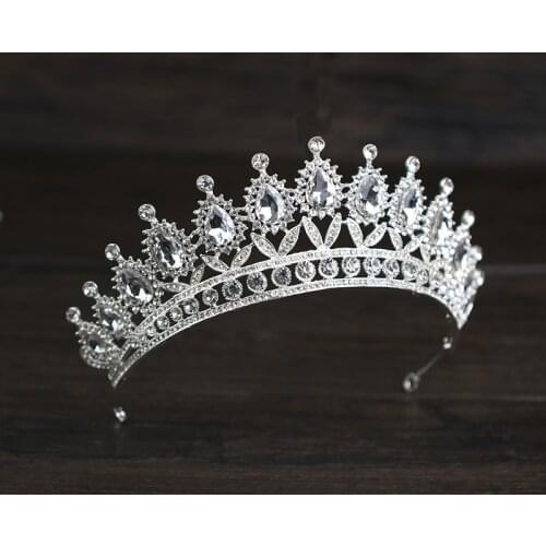 Rhinestone Crystal Crown Silver Color Tiara Wedding Crown Headband Bridal Hair Accessories Party Princess Crown Bridal Crown