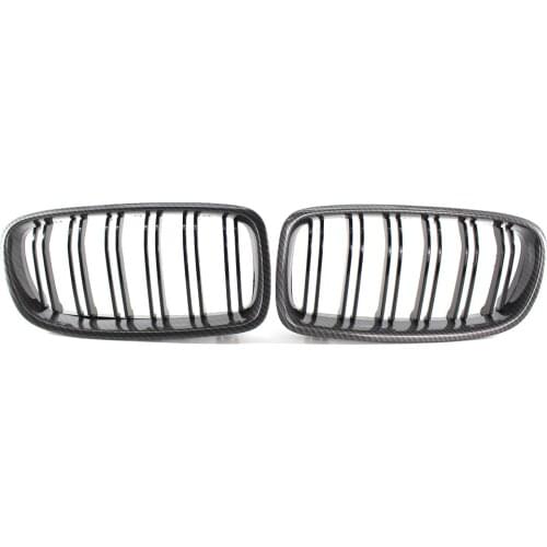 Carbon Fiber Style Dual Slat Front Kidney Grille Grill for BMW F30 F35 328I 335I 2012-18