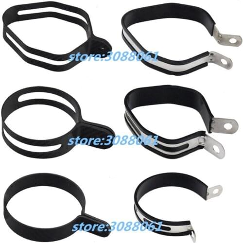 Universal Motorcycle Exhaust Pipe Muffler Stainless Steel Fixed Circle Carbon Fiber Holder Clamp Fixed Ring Support Bracket