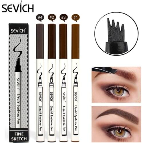 Sevich Eyebrow Pencil Waterproof Eye Brow Tattoo Dye Tint Pen Lasting Sweat-proof Women Makeup Soft Brush Beauty Eyebrow 4 Colo