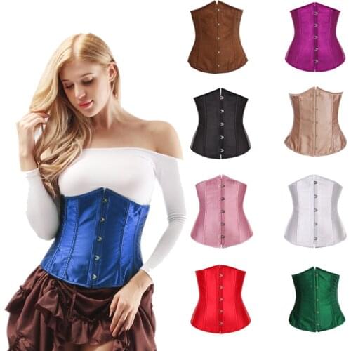 Alivila.Y Fashion Womens Sexy Satin Vintage Underbust Waist Training Corset Bustier For Women
