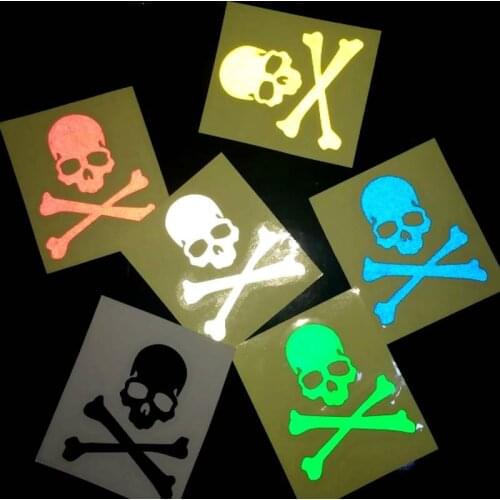 1pc Bike Reflective Sticker Fluorescent Skull Bicycle Stickers Cycling Road MTB Fixed Gear Skeleton Decals Bicycle Accessories