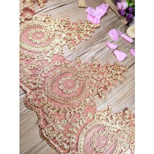 1yard/27cm Wide Light Gold Car Bone Lace Lace Embroidery Lace Wedding Dress Childrens Fashion Lace Fabric