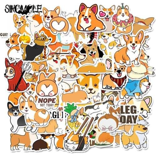 50 PCS Welsh Corgi Pembroke Cartoon Stickers Cute Animals Dog For Moto Car & Suitcase Cool Laptop Stickers Skateboard Sticker F4