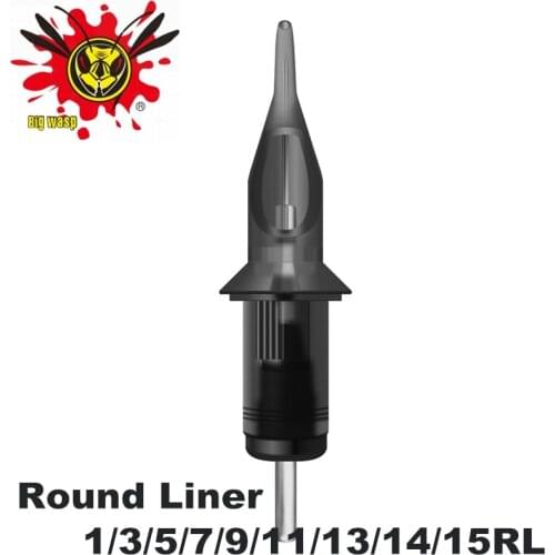 10Pcs/lot BIGWASP Disposable Makeup Grey Tattoo Cartridge Needle RL/RS/RM/M1 Tattoo Gun Round Liner 1/3/5/7/9/11/13/14/15RL