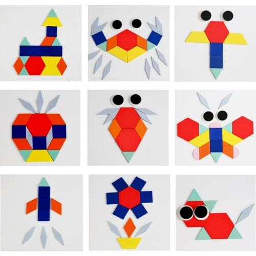 180 pcs/set of Montessori wooden toy creative jigsaw puzzle colorful geometric shape puzzle book wooden children 3D puzzle