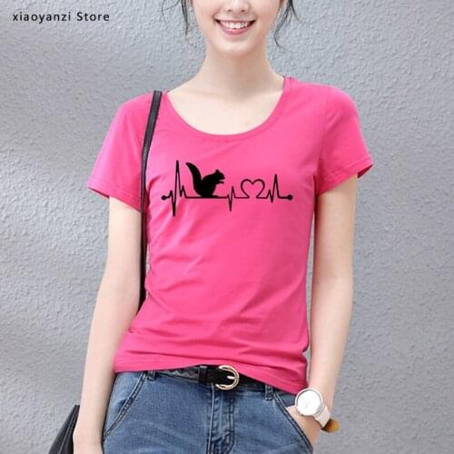 2020 new design High-quality printed Squirrel Heartbeat women t-shirt tops summer Fashion Casual T Shirt