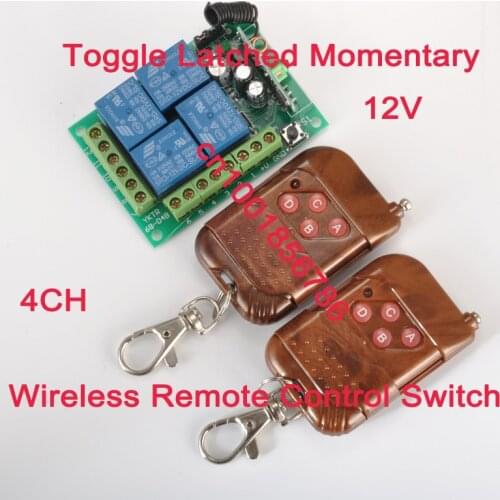 315/433MHz Wireless Remote Switch Control 12V 4Channels (4 Relays)1 Receiver & 2Transmitters