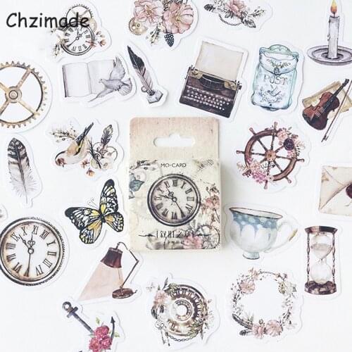 Chzimade 46Pcs Retro Flower Stationery Stickers Happy Planner Decorative Mobile Sticker Scrapbooking Paper Crafts