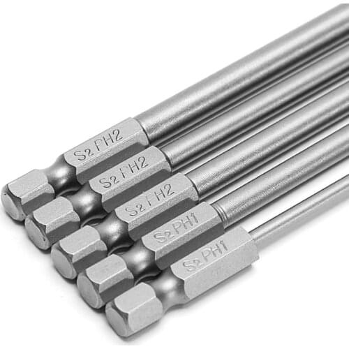 5 Pcs 1/4'' 150mm Long S2 Magnetic Cross Head PH1 PH2 Electric Screwdriver Bit Dropship
