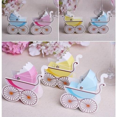 Wedding Candy Box Stroller Shape Party Wedding Baby Shower Favor Paper Gift Boxes Event & Party Supplies 50 Pcs Wholesale