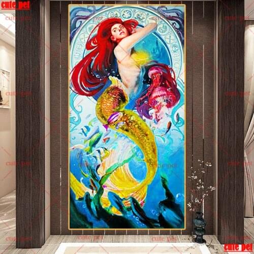 Large Square Drill Round Drill Fantasy mermaid Mosaic Diamond Painting Cross Stitch DIY artwork 5D Embroidery decor puzzle gift