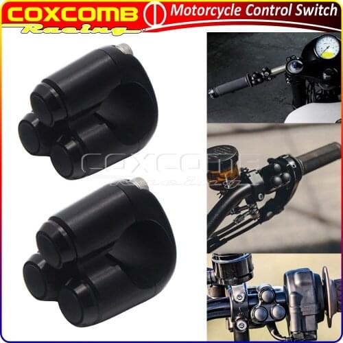 Motorcycle Aluminum 1'' 7/8" 22/25mm 3-Button Control Mount Switch For Harley Dyna Street Glide Bob Fog Light On OFF M-Switch