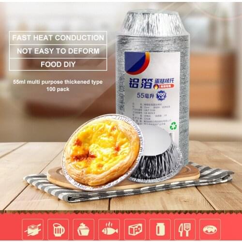 100pcs Nonstick Aluminum Foil Egg Tart Mold Disposable Tart Pan Cupcake Muffin Baking Cup Tartlets Pans Pudding Bake Tool