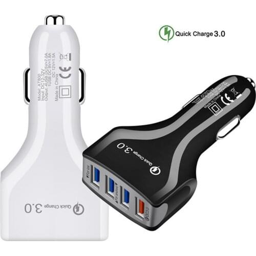 4Ports Car Charger 4USB QC3.0 Fast Charger for iPhone Samsung Huawei Xiaomi Universal Mobile Tablet Smart Devices Car Charger