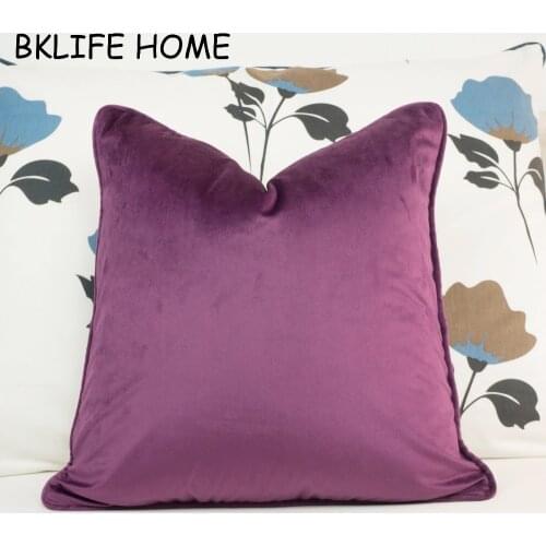 Fuchsia Piping Design Velvet Cushion Cover Pillow Case Soft Red Purple Pillow Cover No Balling-up Without Stuffing