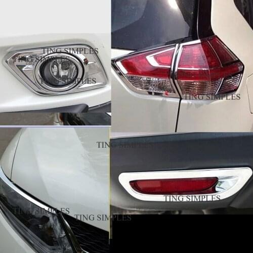 For Nissan X-Trail X Trail 2014 2015 2016 ABS Chrome Front Rear Trunk Headlight Tail Light Lamp Cover Trim Styling Garnish