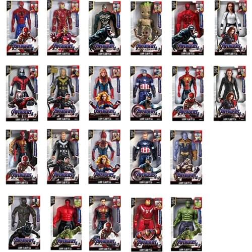 30cm Marvel Super Heroes Avengers Spiderman Thanos Hulk Captain America Thor Groot Venom Action Figure Toys Doll for Kid Boy
