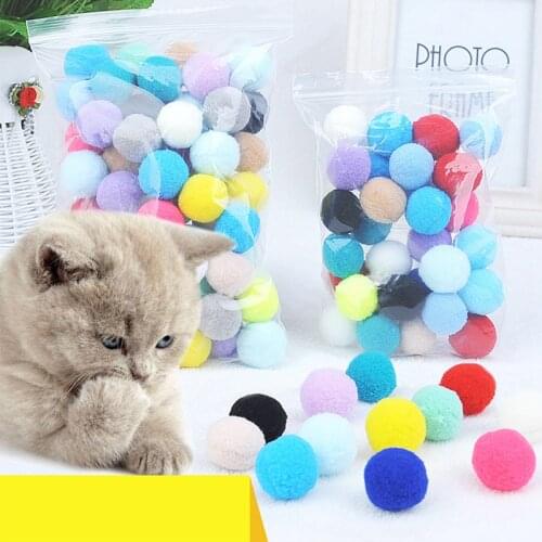 0.98in Cat Toy Ball Creative Colorful Interactive Cute Funny Cat Toys Stretch Plush Ball Pom Cat Chew Toy Cat Pom Cat Supplies