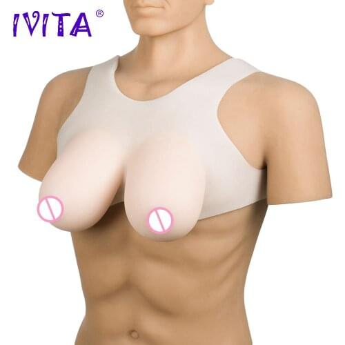 IVITA Top Quality 1800g Realistic Silicone Breast Forms Hot Fake Boobs Shemale Transgender Crossdresser Drag Queen Transvestite