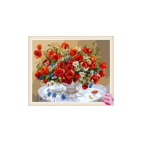 2018 HOT SALE diy diamond embroidery set full crystal round diamond painting 5d picture of stones wall decor red flowers GIFT