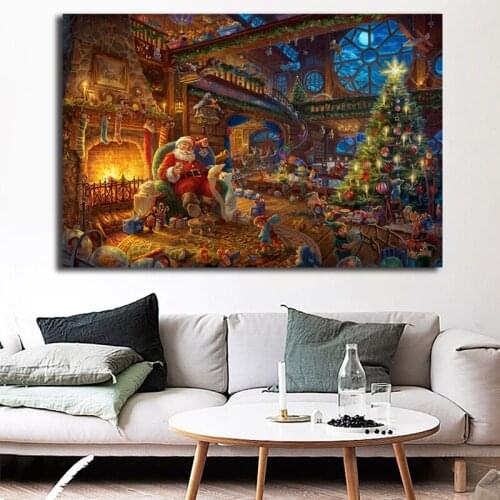 Winter Christmas Art Canvas Prints Picture Modular Oil Paintings For Living Room Poster On The Wall Home Decor