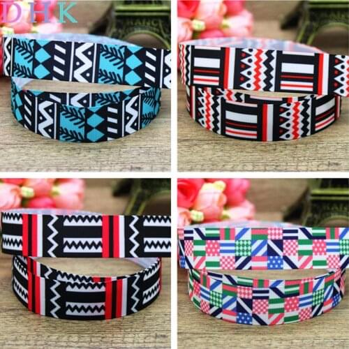 DHK 7/8'' 5yards plaid geometrical printed grosgrain ribbon Accessory hairbow headwear DIY decoration 22mm C1223