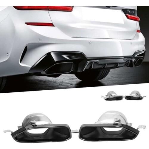 1 Pair Exhaust Muffler Tips Set End Pipe Trim for BMW 3 Series G20 G21 M Sport M340 2019 2020 2021 304 Stainless Steel